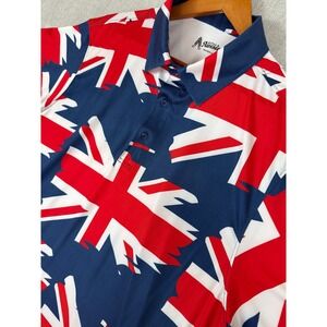 Royal & Awesome Men's Union Jack Golf Polo Shirt UK British Flag Size XXL